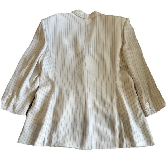 LAUREN RALPH LAUREN Double Breasted Blazer 100% Silk Pinstripe Women SZ 16 - Picture 2 of 11
